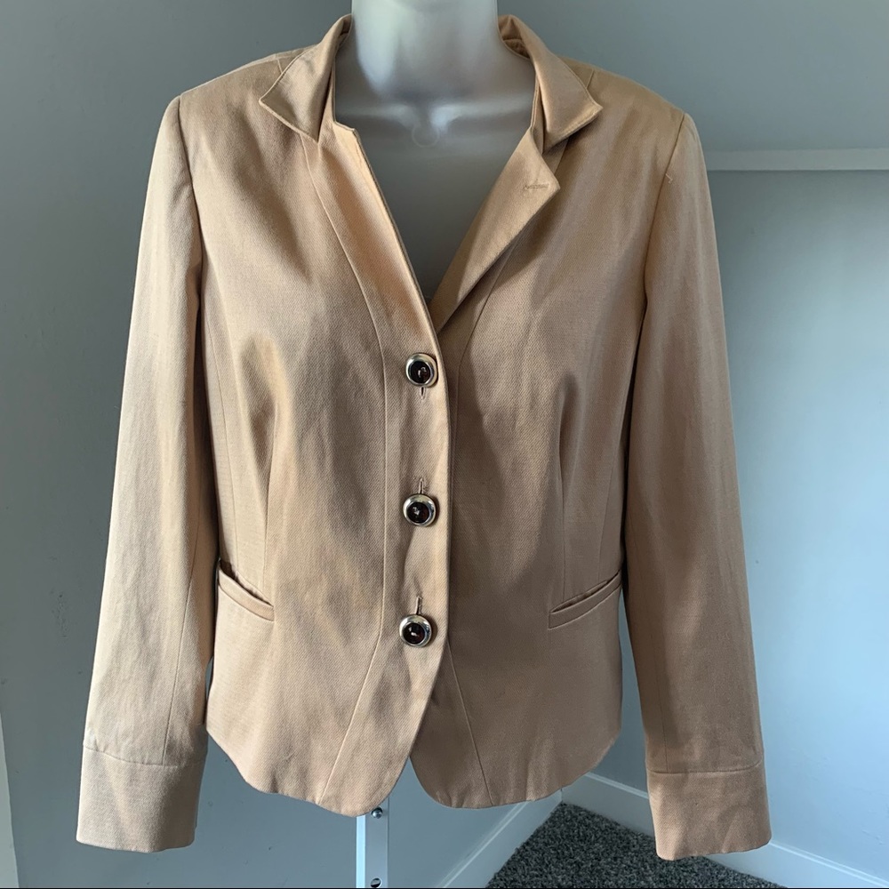 Etcetera Tan 3 Button Down Collared Blazer | 8 - image 1